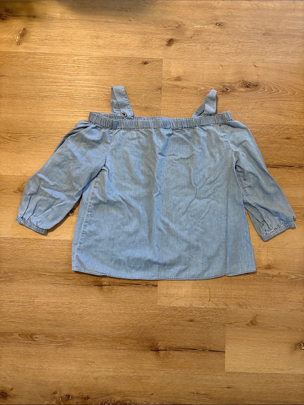 girl krazy chambray blue off-shoulder top